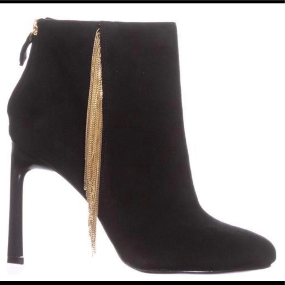 Nine West Ankle Boots, Black Suede w/ Gold tassel